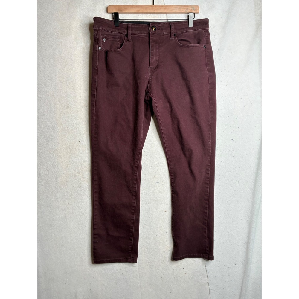 Fried Denim Mens Slim Fit Burgundy Maroon‎ Stretch moto Pants 36x28 (Tag 36x30)